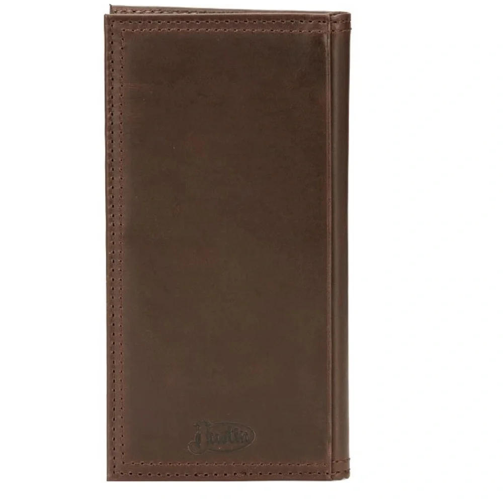 Justin Genuine Leather Junior Rodeo Wallet Brown With Boot Stitch Detail RFID